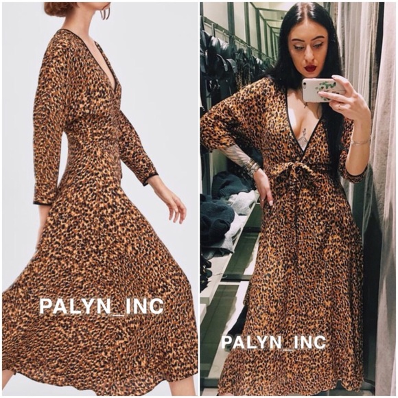 leopard print midi dress zara